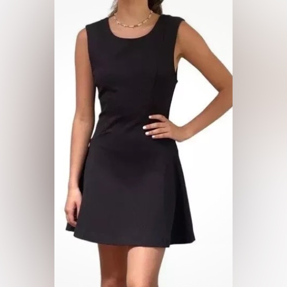 NWOT Free People Sleeveless Black Mini Dress Fit& Flare Skater Scoop Nec… - Picture 1 of 7